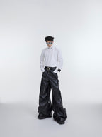 【23s October.】Metal Zipper Stand Collar Shoulder Padded Bottoming Shirt