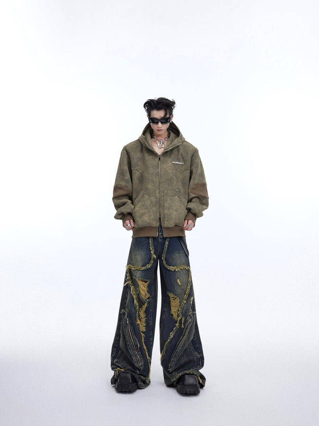 【24s May.】Deconstructed Fringed Ripped Jeans Main Image