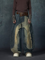【25s Feb.】Wasteland Style Patchwork Raw Edge Denim Jacket/Pants