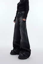 【23s November.】Washed Distressed Structured Line Jeans