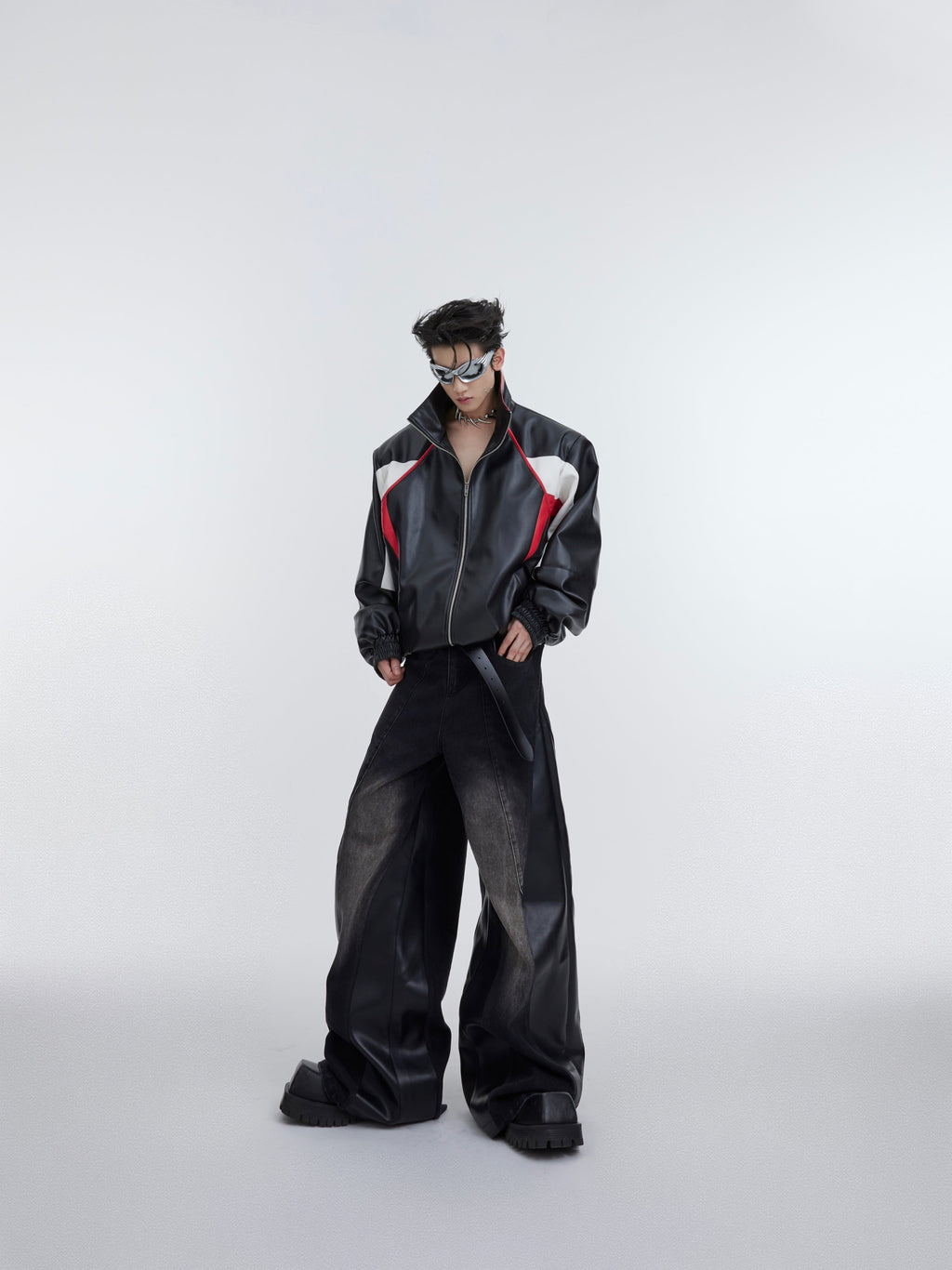 【25s Jul.】Washed Patchwork Contrasting Jeans