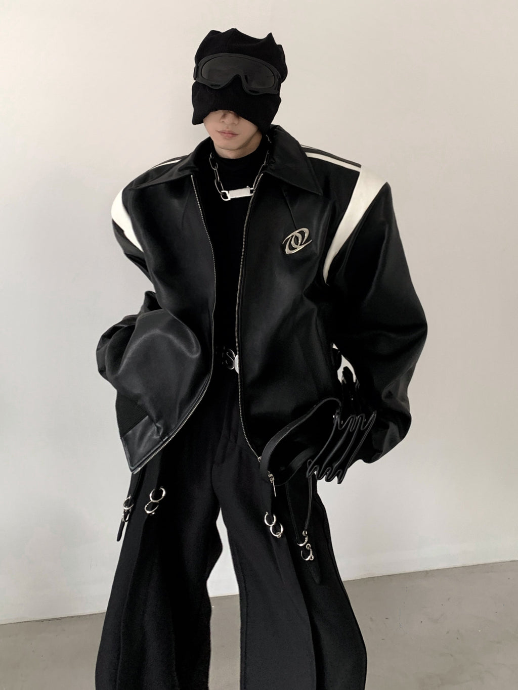 【25s Mar.】Black Patchwork Design Baseball Uniform
