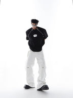 【25s Apr.】Shoulder Pad Round Neck T-shirt with Zipped