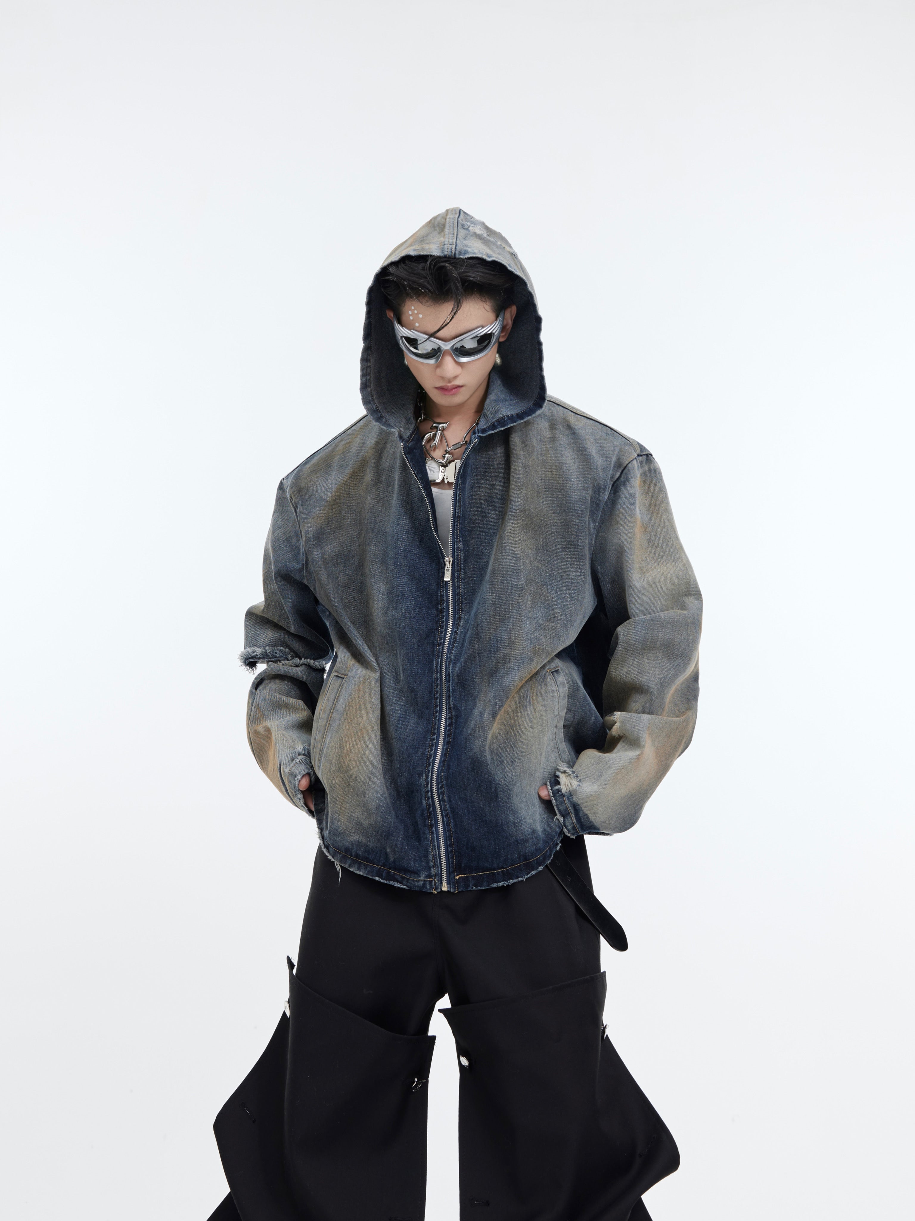 【24s January.】Retro Distressed Hooded Denim Jacket