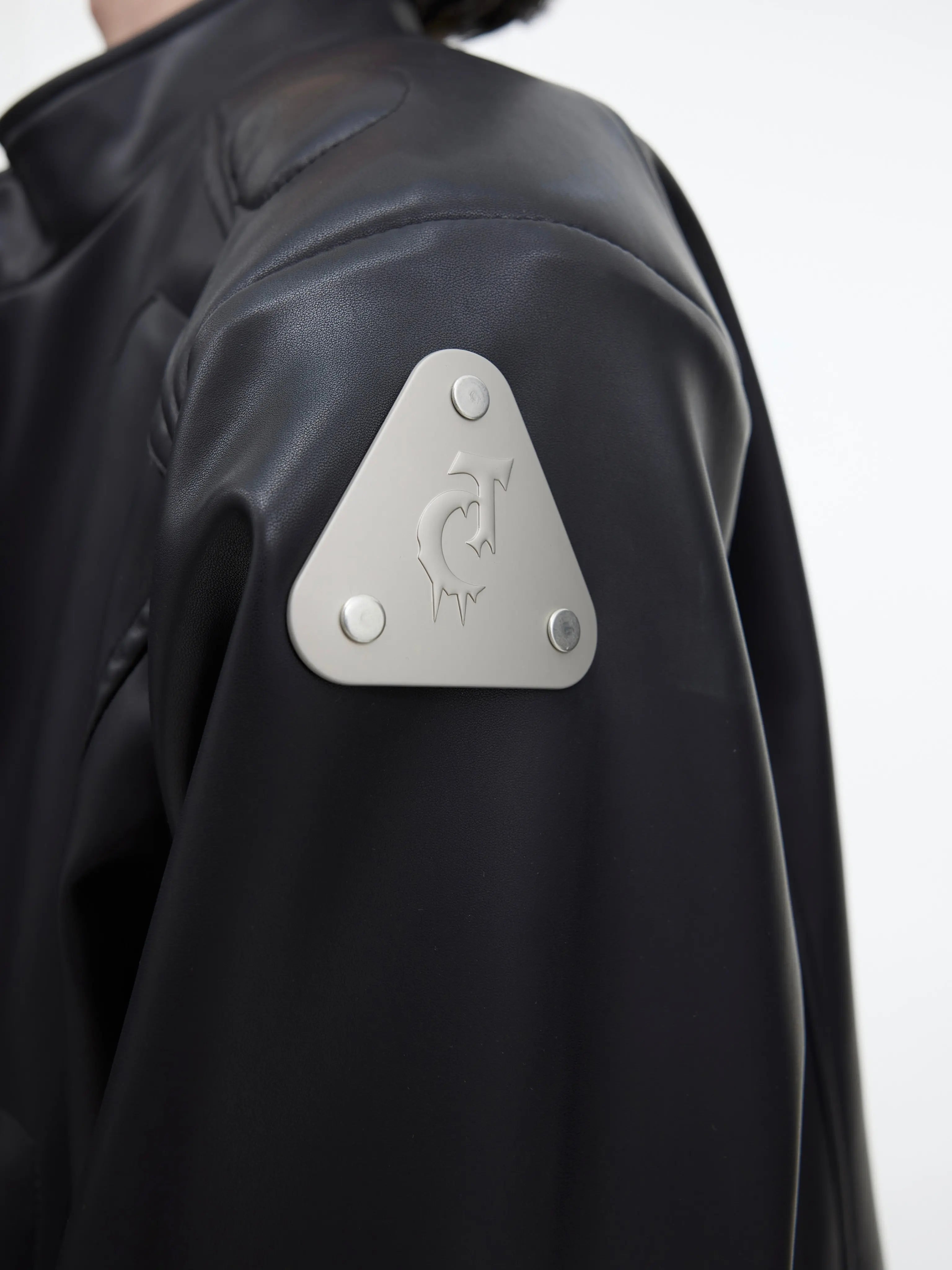 【23s September.】Metallic Logo 3D Deconstructed Leather Jacket