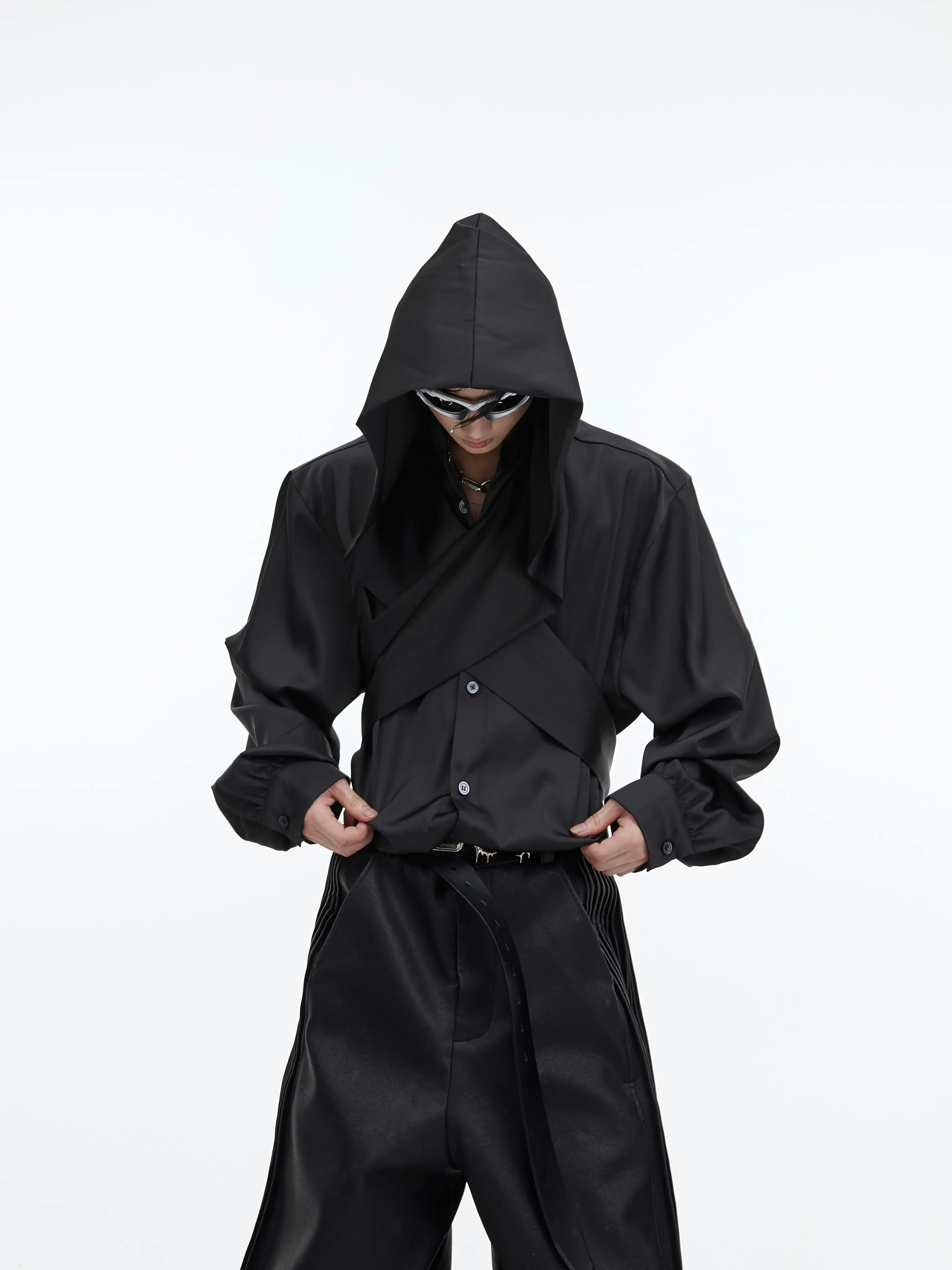 【23s September.】Shawl Hooded Long Streamer Shirt
